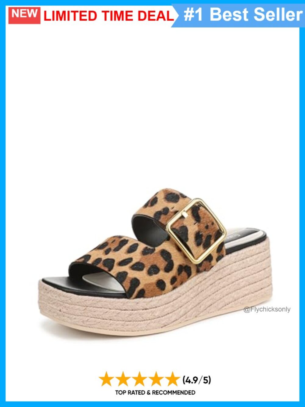 Calf Hair Wedge Sandals Slip On Adjustable Buckle Jute-Wrapped